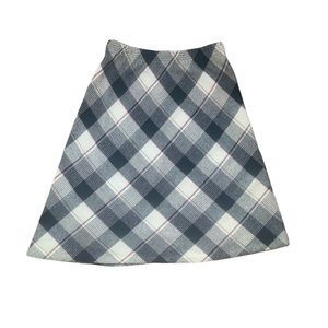 Vintage 80s 90s plaid black, white and burgundy wool blend skirt